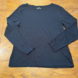 J Crew Shirt Womens Large Long Sleeve Artist Tee T-Shirt Black Fits Small